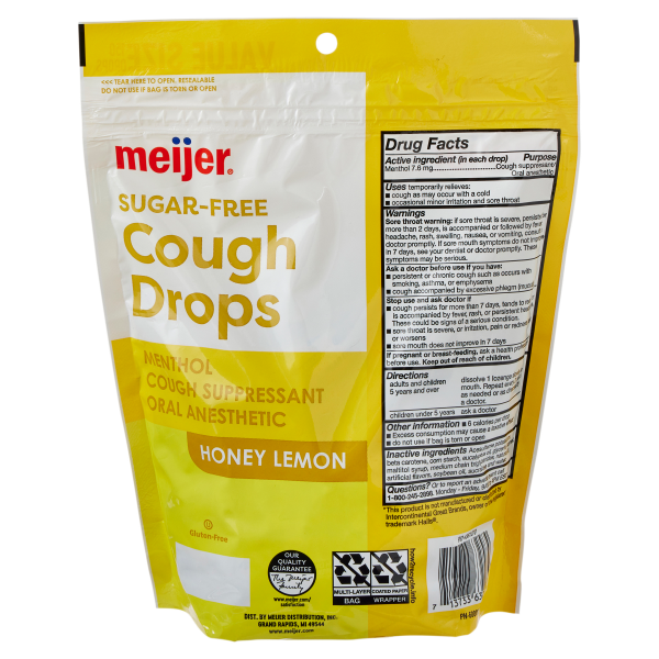 slide 16 of 17, Meijer Sugar Free Honey Lemon Cough Drops, 150 ct