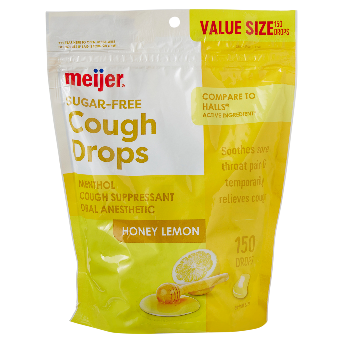 slide 1 of 17, Meijer Sugar Free Honey Lemon Cough Drops, 150 ct