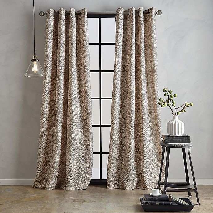 slide 1 of 3, Bedeck Juma Print Grommet Window Curtain Panel - Linen, 63 in