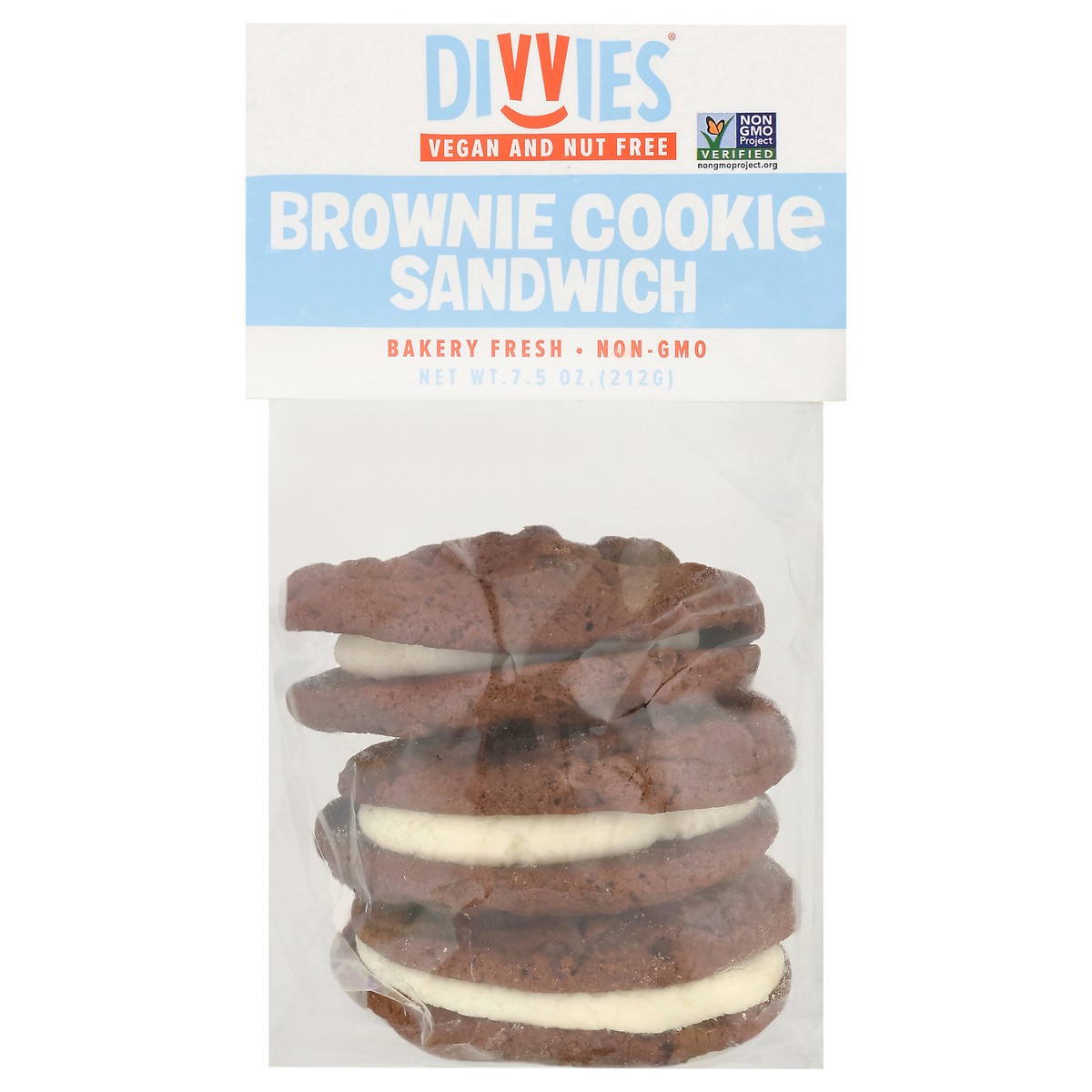 slide 1 of 12, Divvies Brownie Cookie Sandwiches, 7.5 oz