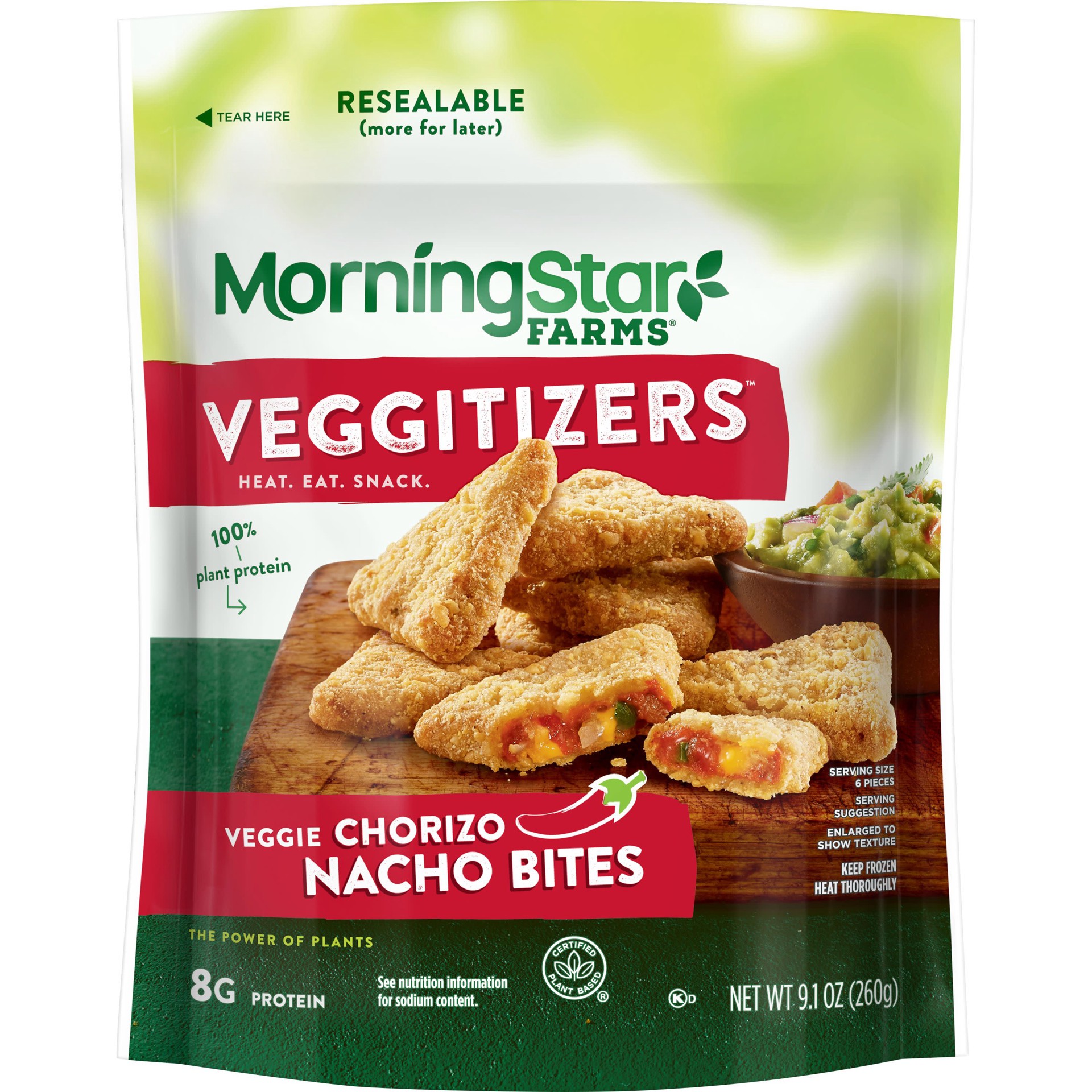 slide 1 of 5, MorningStar Farms Veggitizers Nacho Bites, Chorizo Nacho, 9.1 oz, Frozen, 9.1 oz