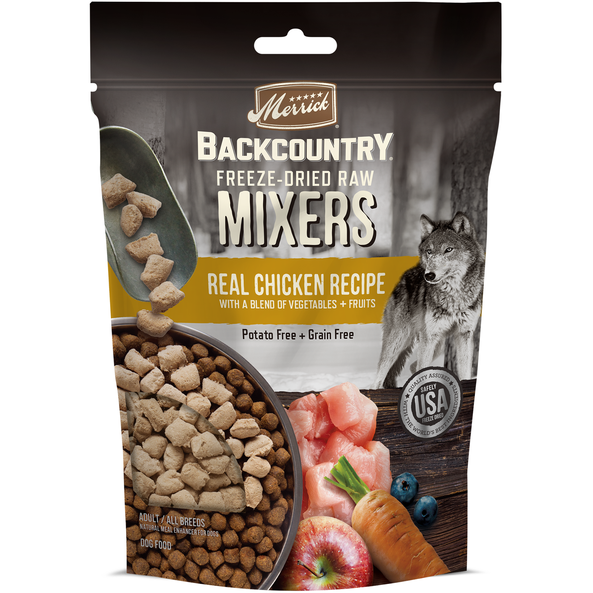 slide 1 of 3, Merrick Backcountry Freeze-Dried Raw Dry Dog Food Mixers Real Chicken Recipe - 5.5 oz Bag, 5.5 oz