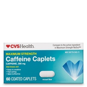 slide 1 of 1, CVS Health Maximum Strength Caffeine Caplets Coated Caplets, 60 ct