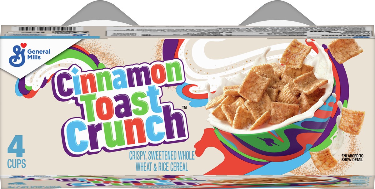 slide 9 of 9, Cinnamon Toast Crunch Breakfast Cereal, Crispy Cinnamon Cereal, Cereal Cups, 8 oz (4 Count), 4 ct