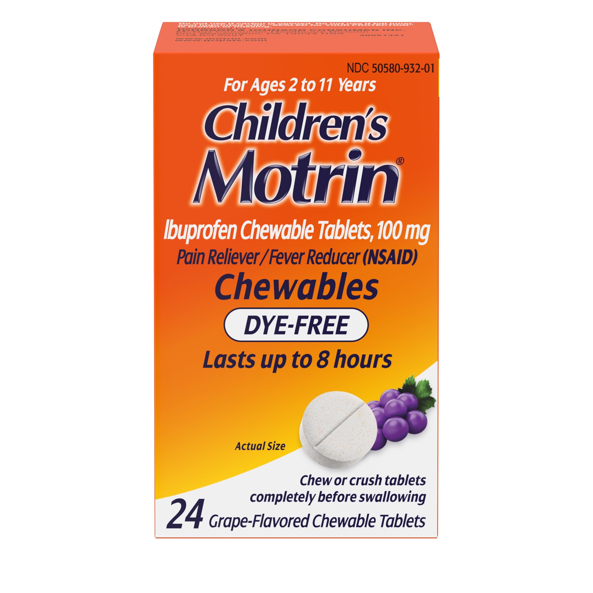 slide 2 of 9, Children's Motrin Dye-Free Ibuprofen Chewable Tablets, Grape, 24 Ct, 24 ct