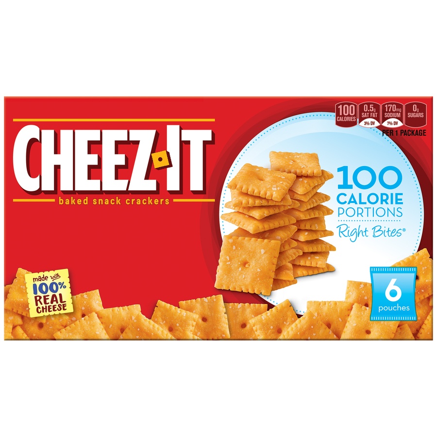 slide 1 of 2, Cheez-It 100 Calorie Right Bites Baked Snack Crackers, 6 ct; 0.77 oz