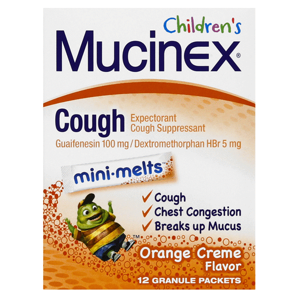 slide 1 of 1, Mucinex Children's Mini-Melts Cough, Orange Cream, 12 ct