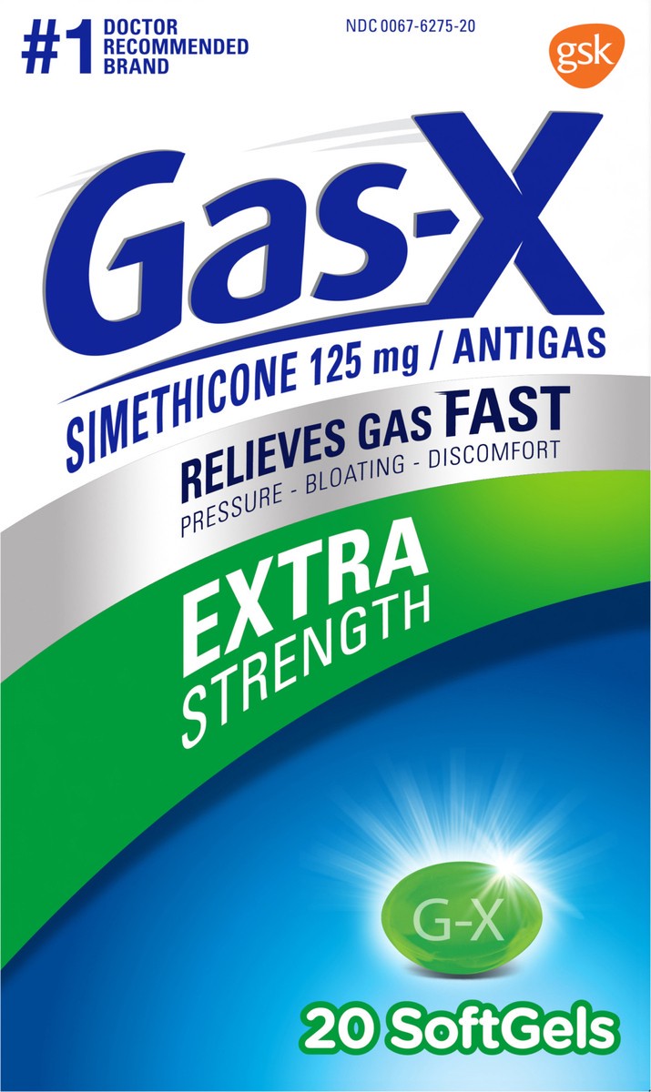 slide 5 of 9, Gas-X Extra Strength Gas Relief Softgels with Simethicone 125 mg - 20 Count, 20 ct