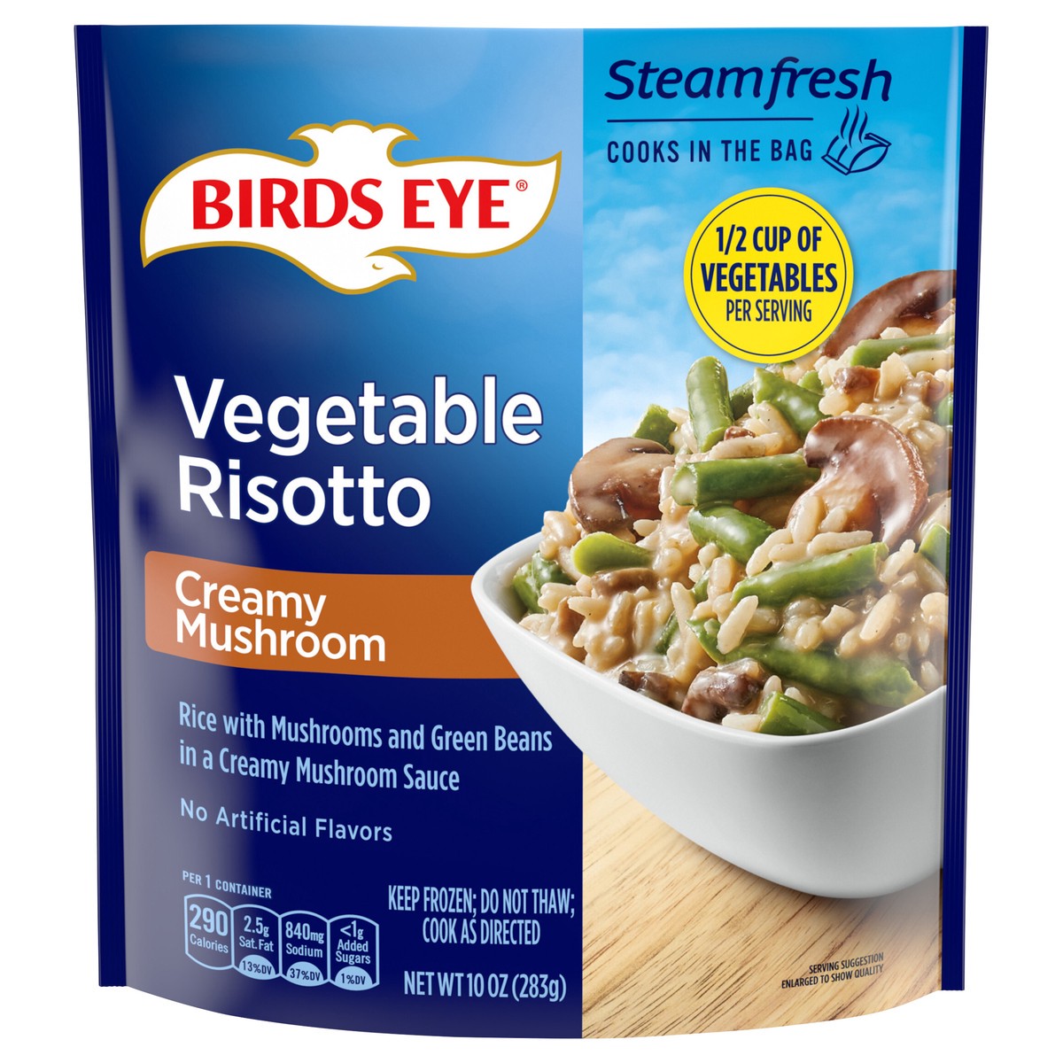 slide 1 of 12, Birds Eye Sauced Mushroom and Green Bean Risotto, Frozen Side, 10 oz. Bag, 10 oz