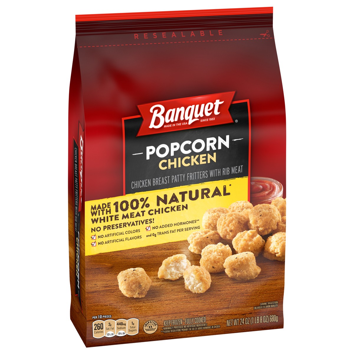 slide 5 of 12, Banquet Popcorn Chicken 24 oz, 24 oz