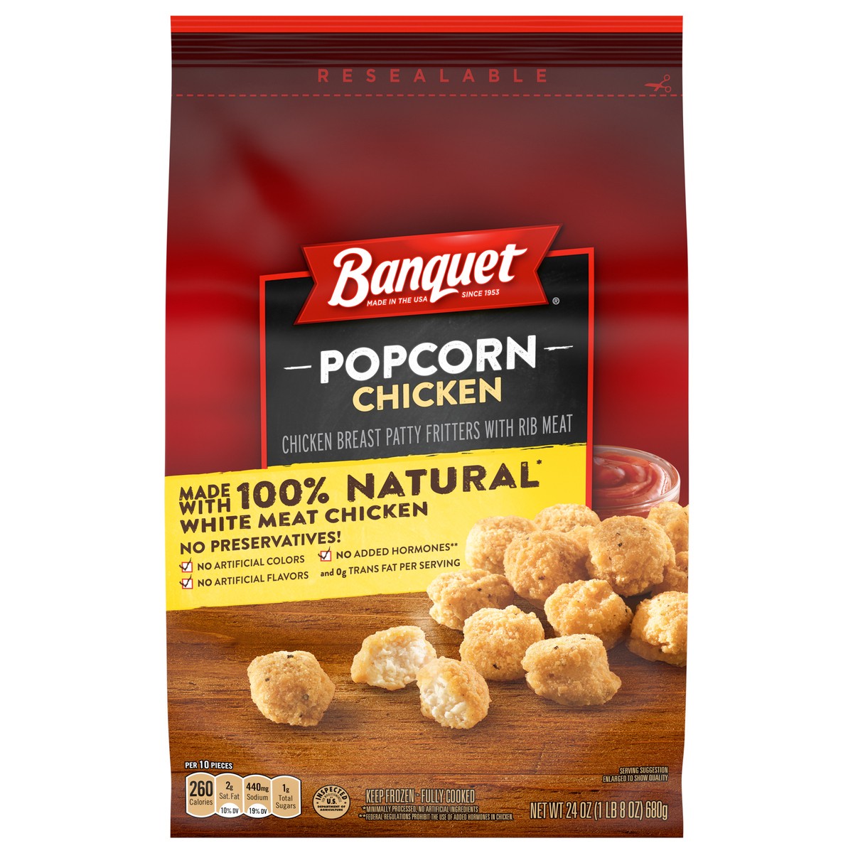 slide 1 of 12, Banquet Popcorn Chicken 24 oz, 24 oz