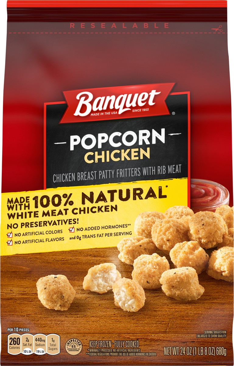 slide 6 of 12, Banquet Popcorn Chicken 24 oz, 24 oz