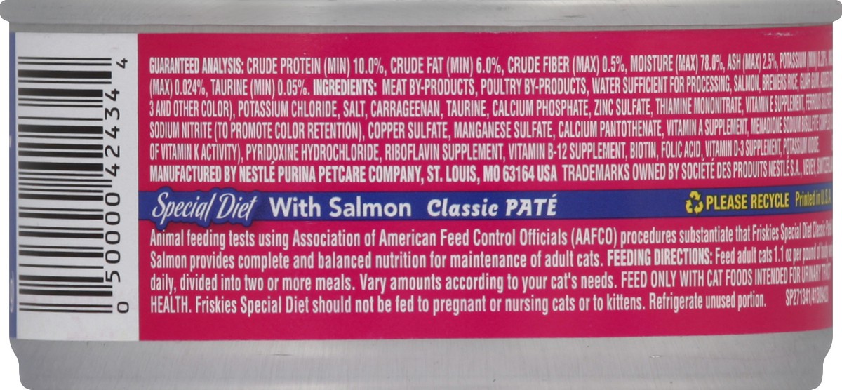 slide 3 of 3, Purina Friskies Special Diet With Salmon Classic Pate Cat Food, 5.5 oz