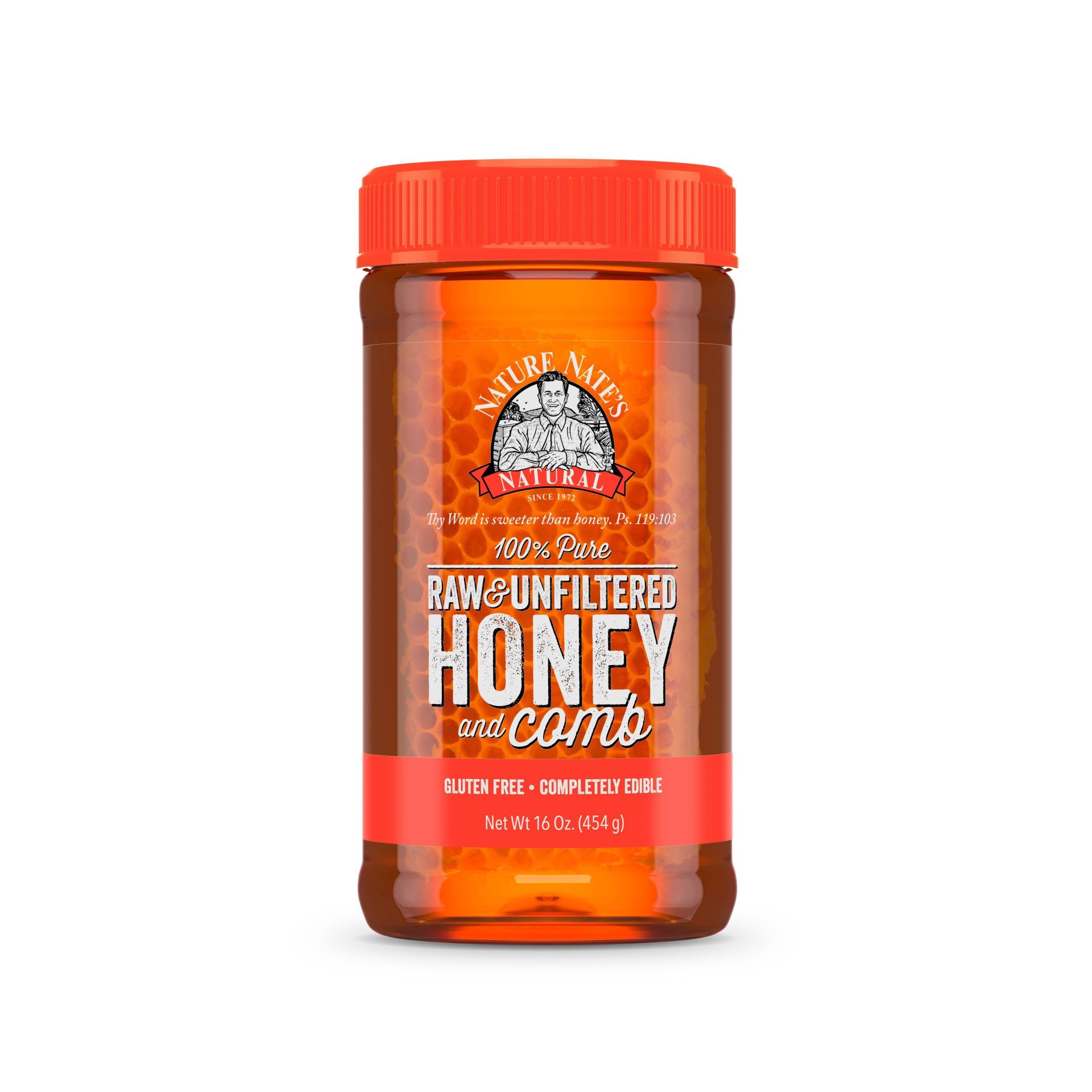 slide 1 of 1, Nature Nate's 100% pure, raw & unfiltered honey with comb, 16oz, 16 oz