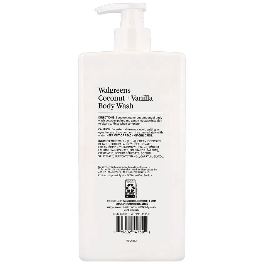 slide 4 of 5, Walgreens Body Wash Coconut + Vanilla, 18 fl oz