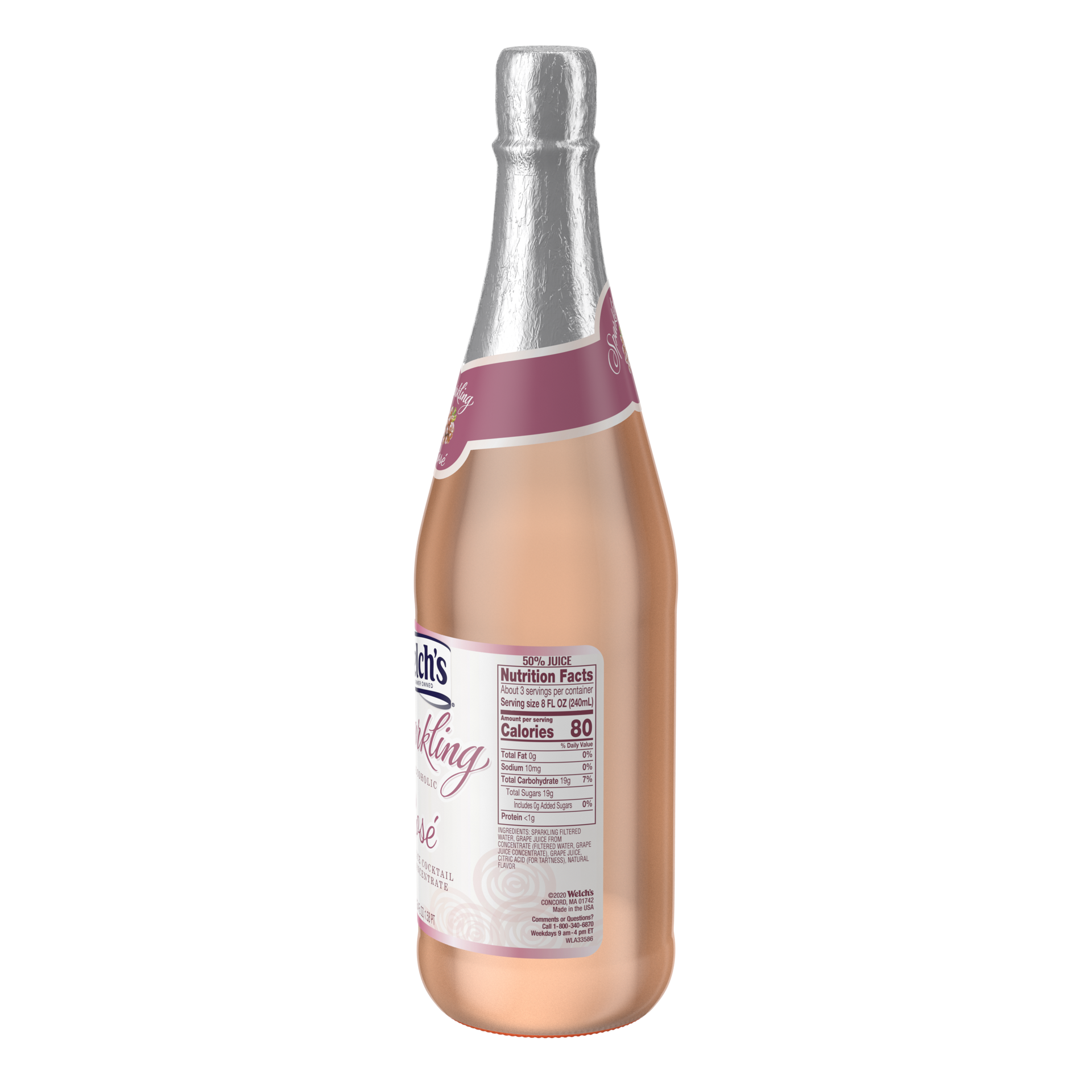 slide 2 of 10, Welch's Non-Alcoholic Sparkling Rosé Grape Juice Cocktail, 25.4 fl oz Bottle, 25.4 fl oz