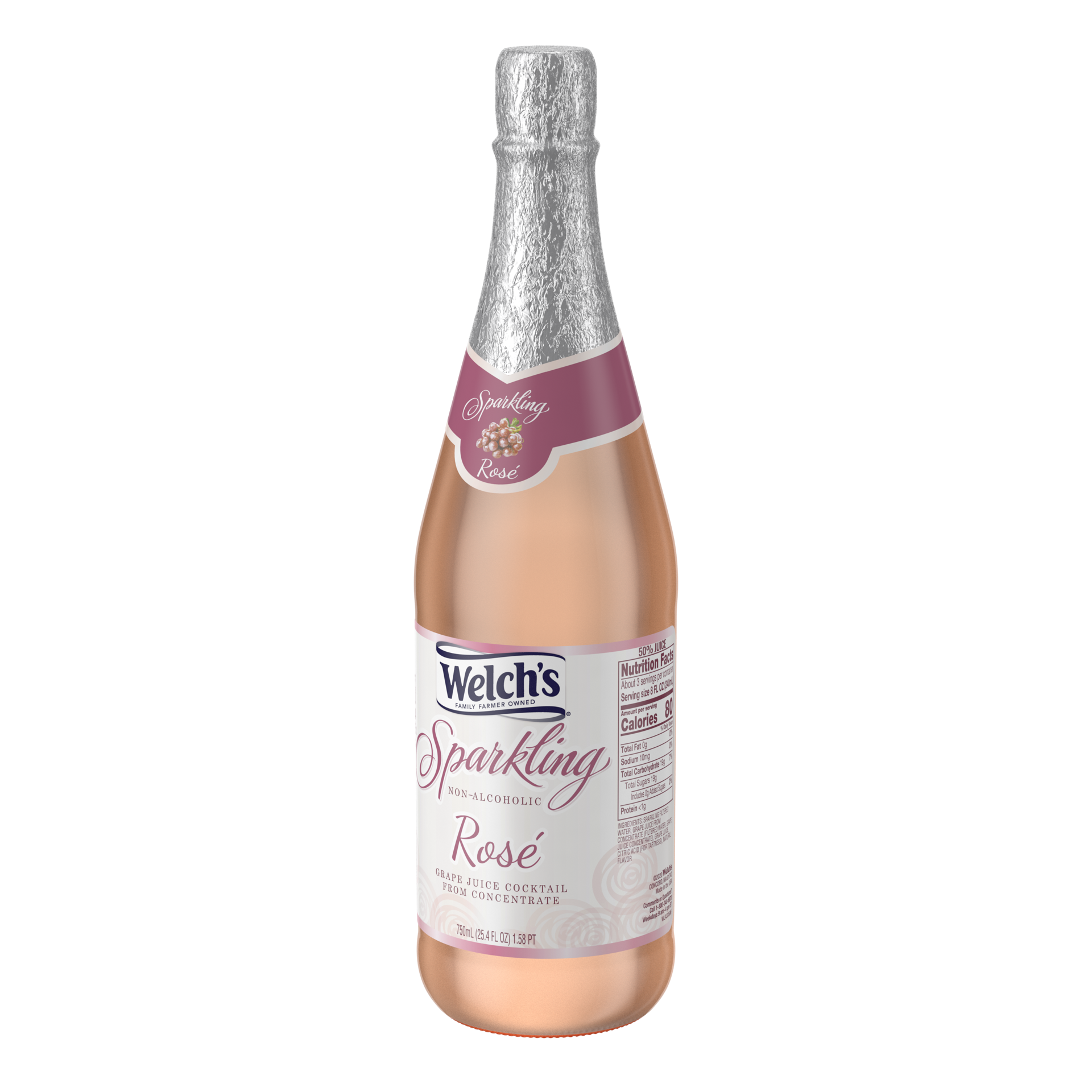 slide 9 of 10, Welch's Non-Alcoholic Sparkling Rosé Grape Juice Cocktail, 25.4 fl oz Bottle, 25.4 fl oz