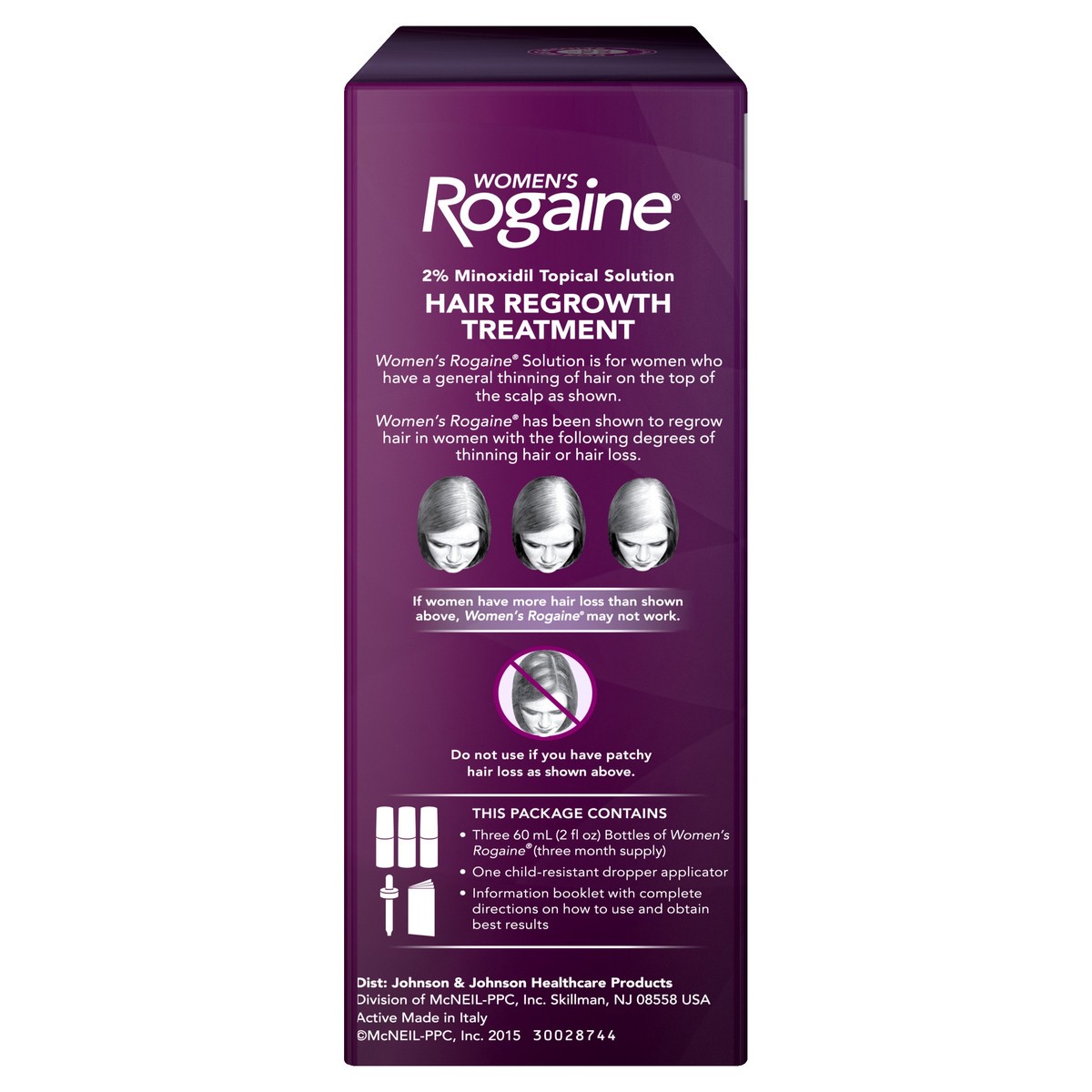 slide 4 of 5, Rogaine Women's Rogaine 2% Minoxidil Topical Solution for Thinning Hair, Topical Hair Loss Treatment for Women's Hair Regrowth, Unscented Minoxidil Liquid, 3-Month Supply, 3 x 2 fl. oz, 6 fl oz