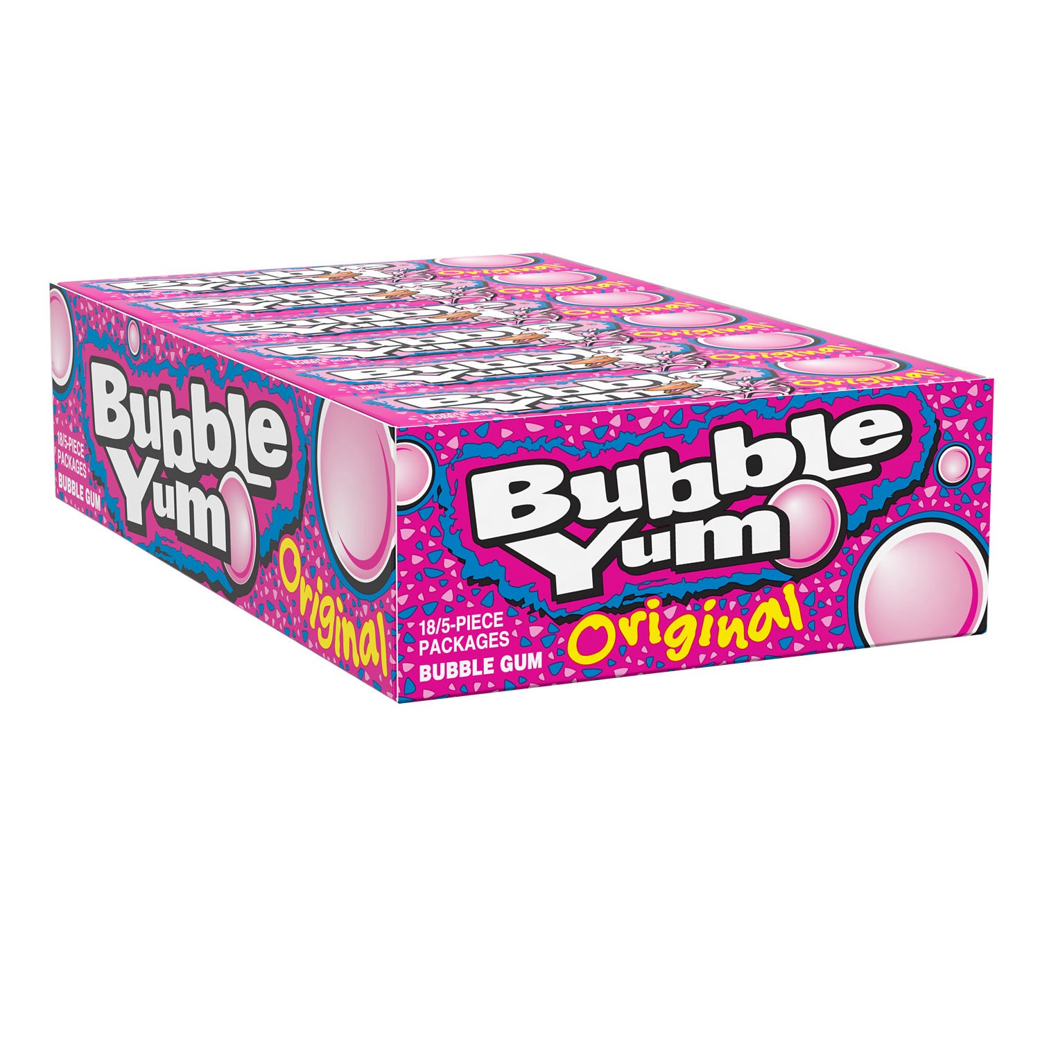 slide 1 of 4, BUBBLE YUM Original Chewy, Bubble Gum Packs, 1.4 oz (18 Count), 18 ct