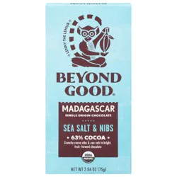 Beyond Good 63% Cocoa Madagascar Sea Salt & Nibs Single Origin Chocolate 2.64 oz