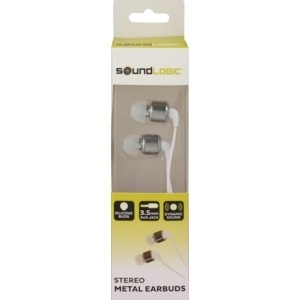 slide 1 of 1, Sound Logic Stereo Metal Earbuds, Grey, 1 ct