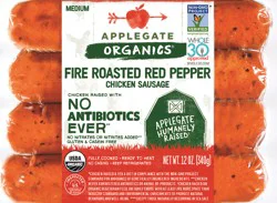 Applegate Organic Fire Roasted Red Pepper Chicken Sausage, 12oz