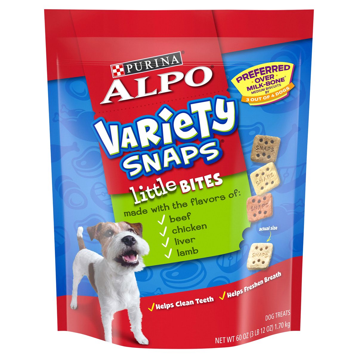 slide 1 of 1, ALPO Variety Snaps Little Bites Dog Treats, 60 oz