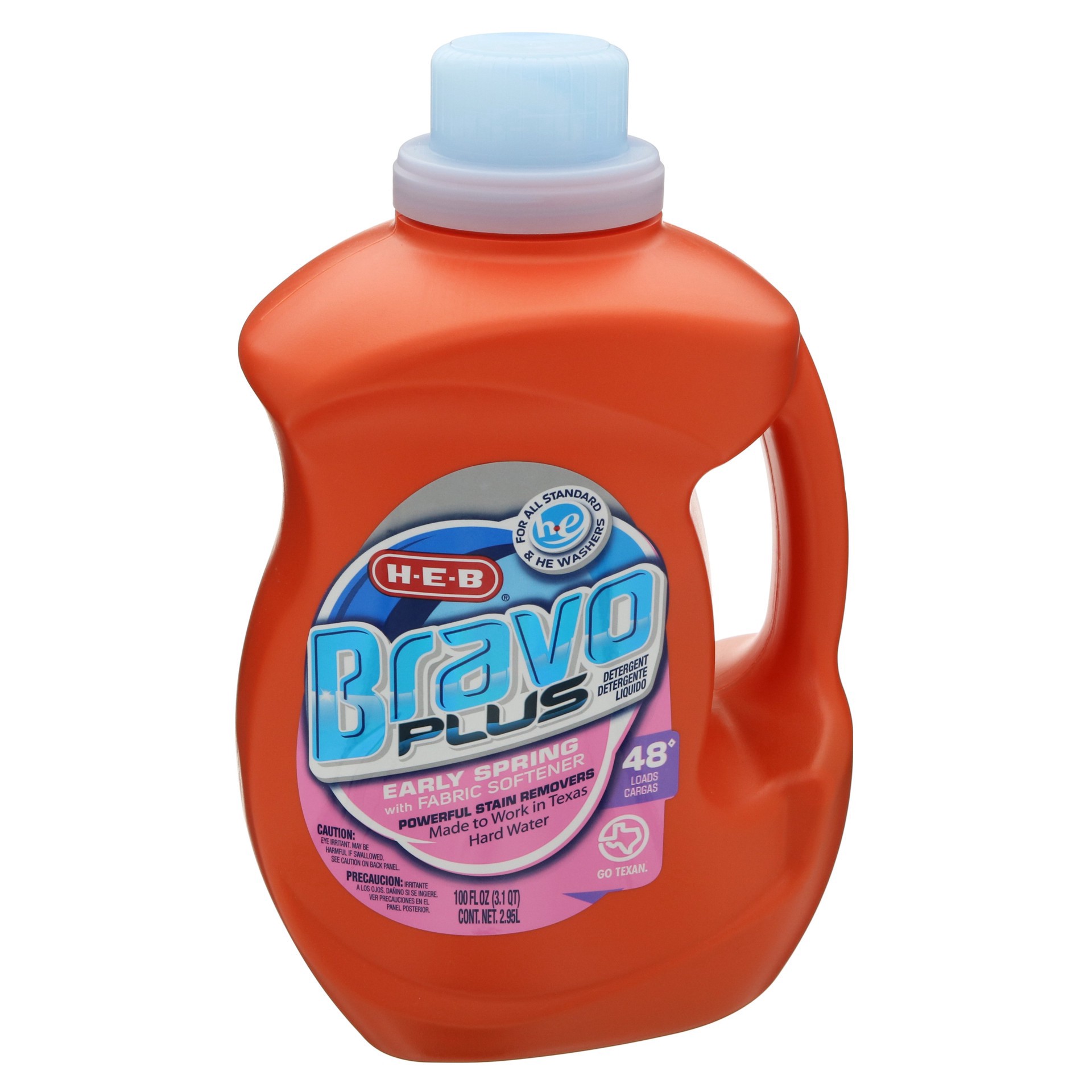 slide 1 of 1, H-E-B Bravo Plus Early Spring Liquid Detergent 48 Loads, 100 oz