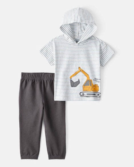 slide 1 of 3, Carter's Toddler 2-Piece Construction Striped Hooded Tee & Jogger Set Multi 4T, 2 pc