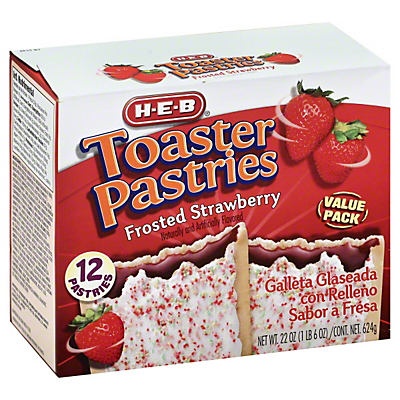 slide 1 of 1, H-E-B Frosted Strawberry Toaster Pastries Value Pack, 12 ct