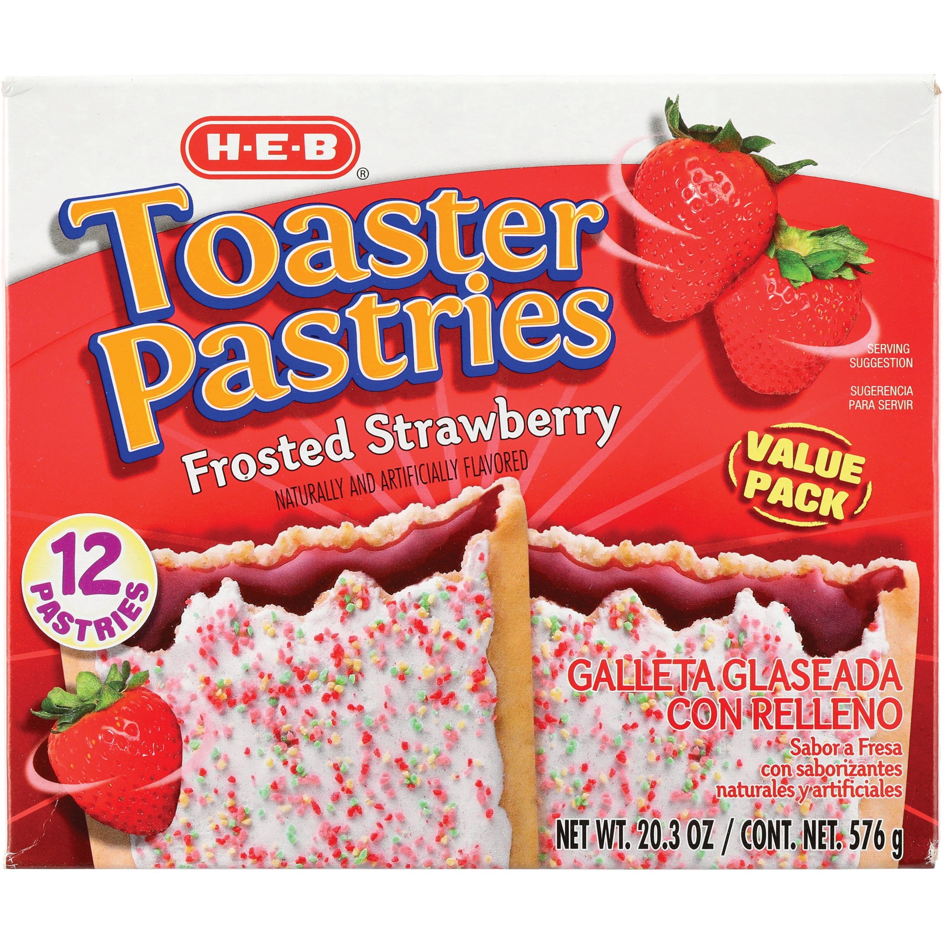 slide 1 of 1, H-E-B Frosted Strawberry Toaster Pastries Value Pack, 12 ct