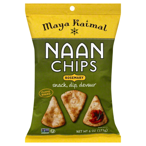 slide 1 of 1, Maya Kaimal Rosemary Naan Chips, 6 oz