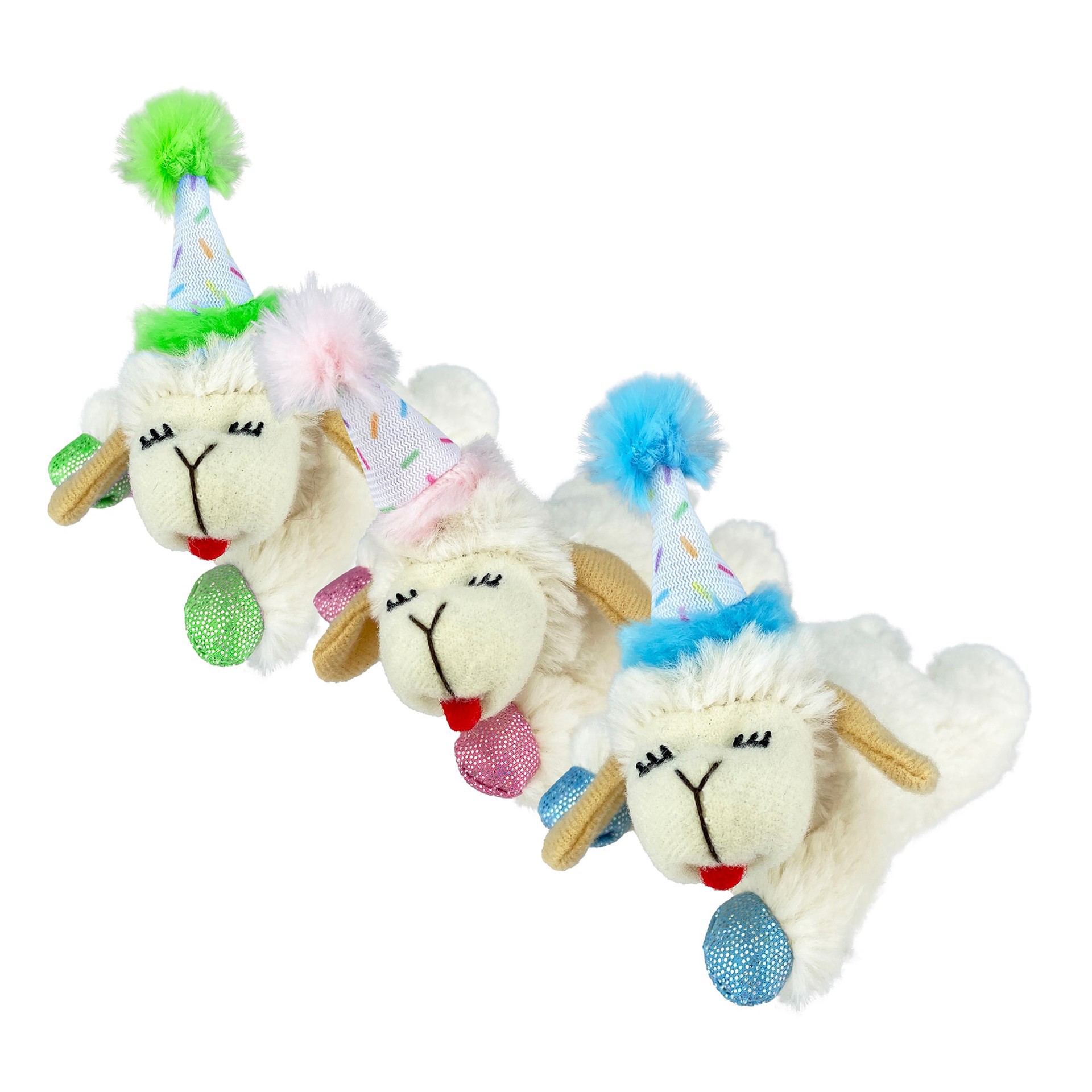 slide 1 of 1, Multipet Birthday Cat Toy Lamb Chop Hat, 1 ct
