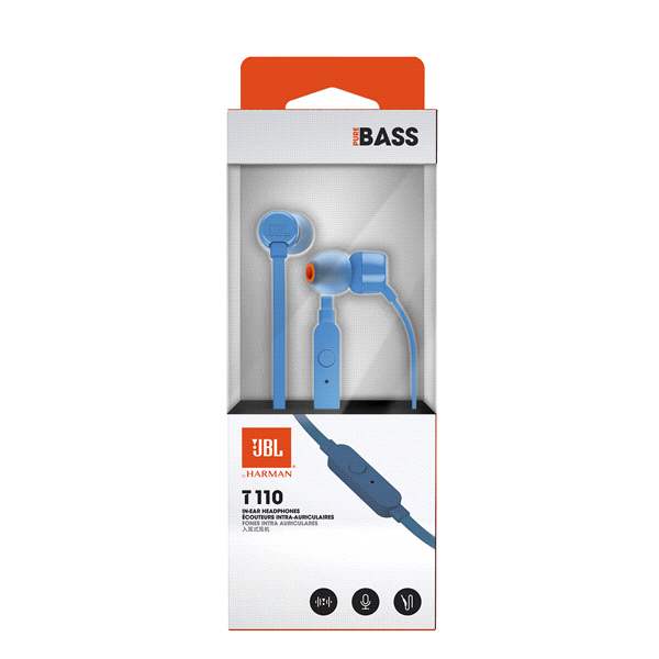 slide 1 of 1, JBL T110 In-Ear Headphones Blue, 1 ct