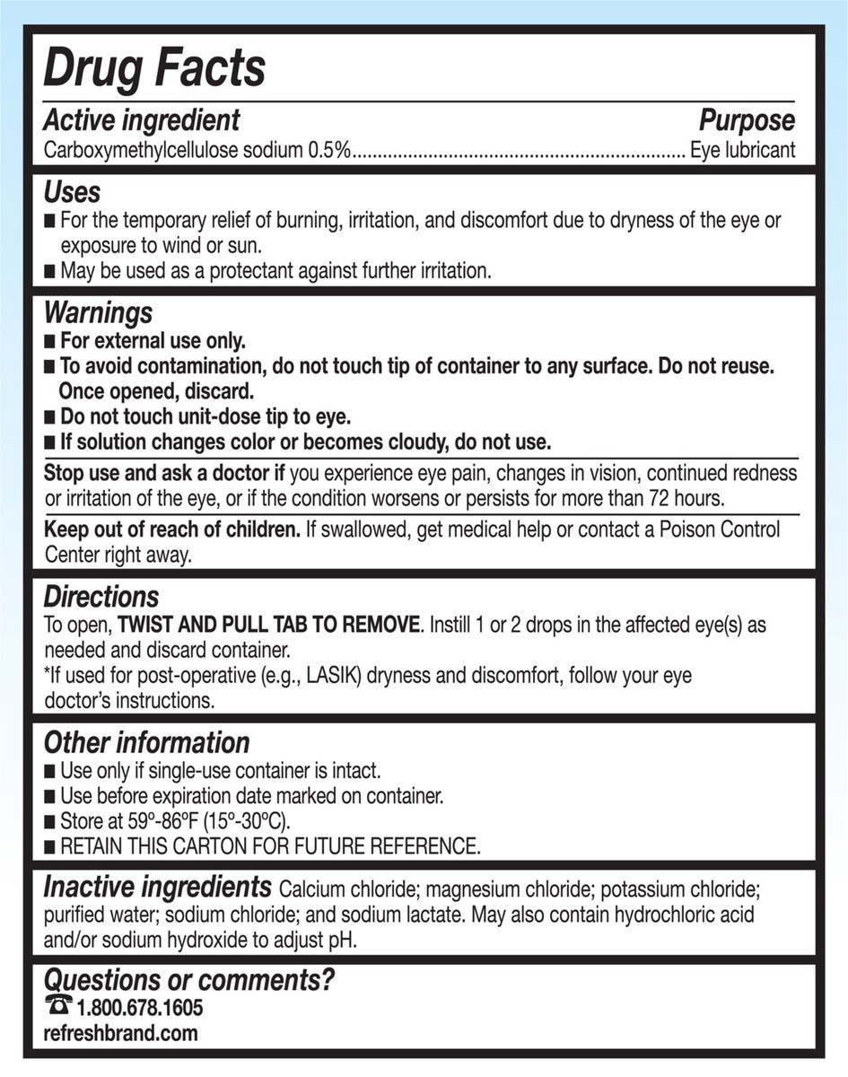 slide 5 of 5, Refresh Plus Lubricant Eye Drops Preservative-Free Tears, 0.01 fl oz (0.4 mL), 30 Single-Use Containers, 0.40 mL