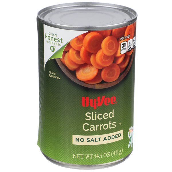 slide 1 of 1, Hy-vee No Salt Added Sliced Carrots, 14.5 oz