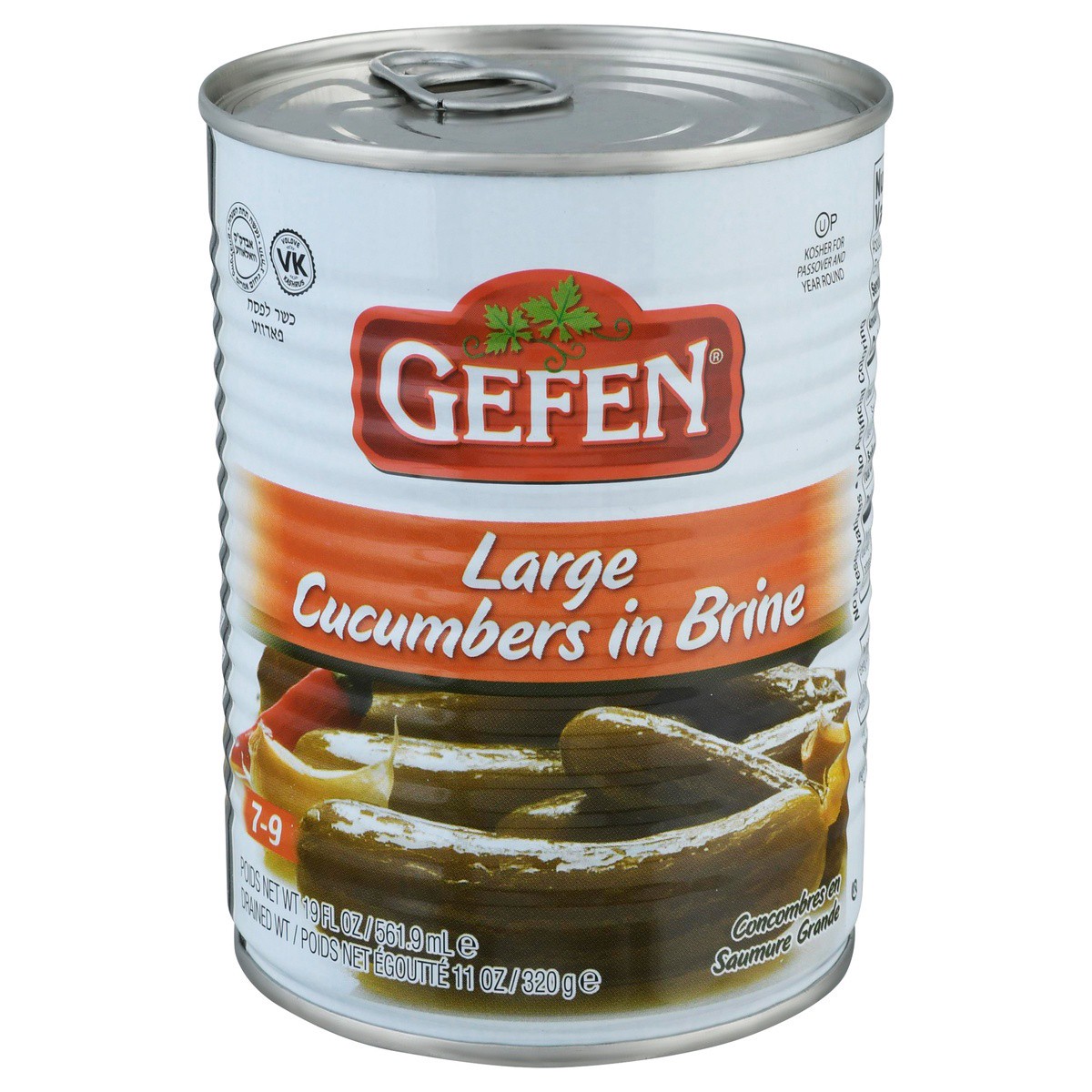 slide 1 of 3, Gefen Large Cucumbers In Brine, 19 oz