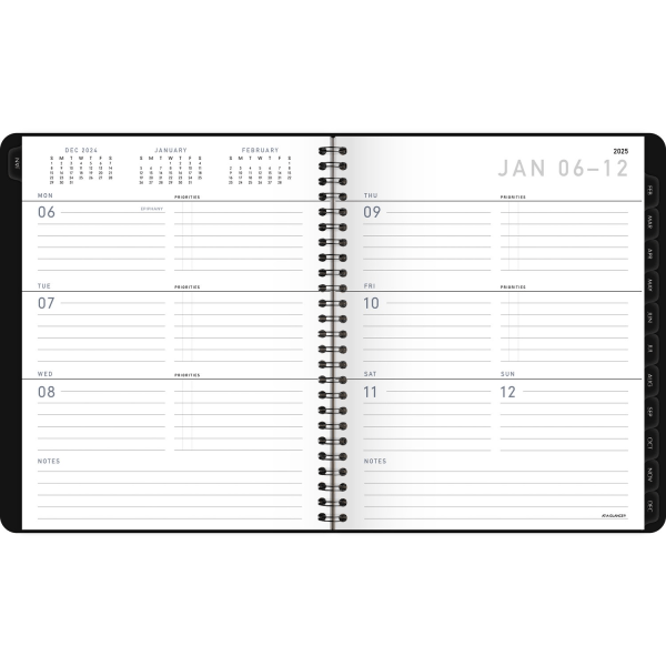 slide 2 of 4, 2025 At-A-Glance Contemporary Lite Weekly/Monthly Planner, 7"" X 8-3/4"", Black, January To December, 7054Xl0525, 1 ct