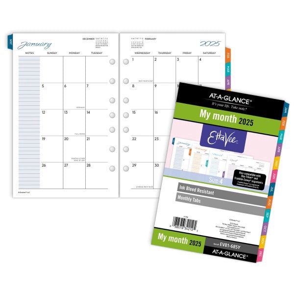 slide 4 of 4, 2025 At-A-Glance Ettavee Monthly Planner Refill, 5-1/2"" X 8-1/2"", Art & Design, January 2025 To December 2025, Ev81-685Y, 1 ct