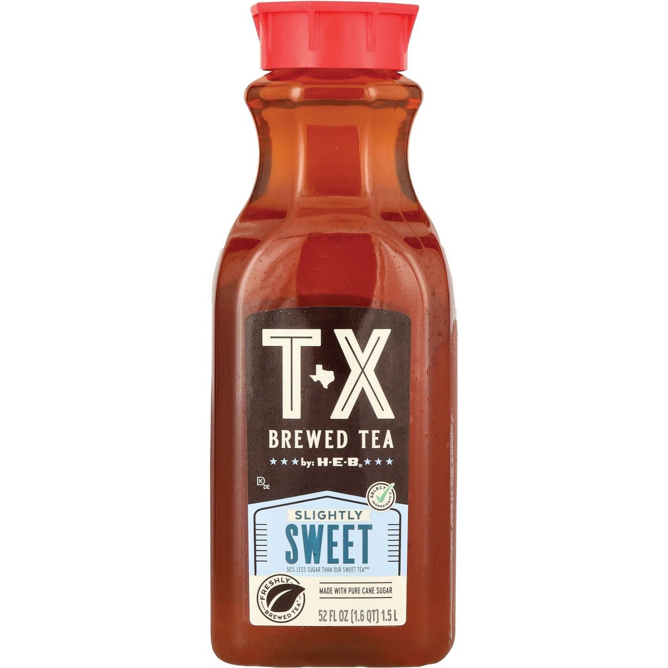 slide 1 of 1, H-E-B TX Brewed Slightly Sweet Tea, 52 oz
