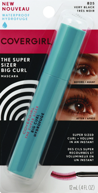 slide 1 of 1, Covergirl Mascara, The Super Sizer Big Curl, Waterproof, Very Black 825, 12 ml