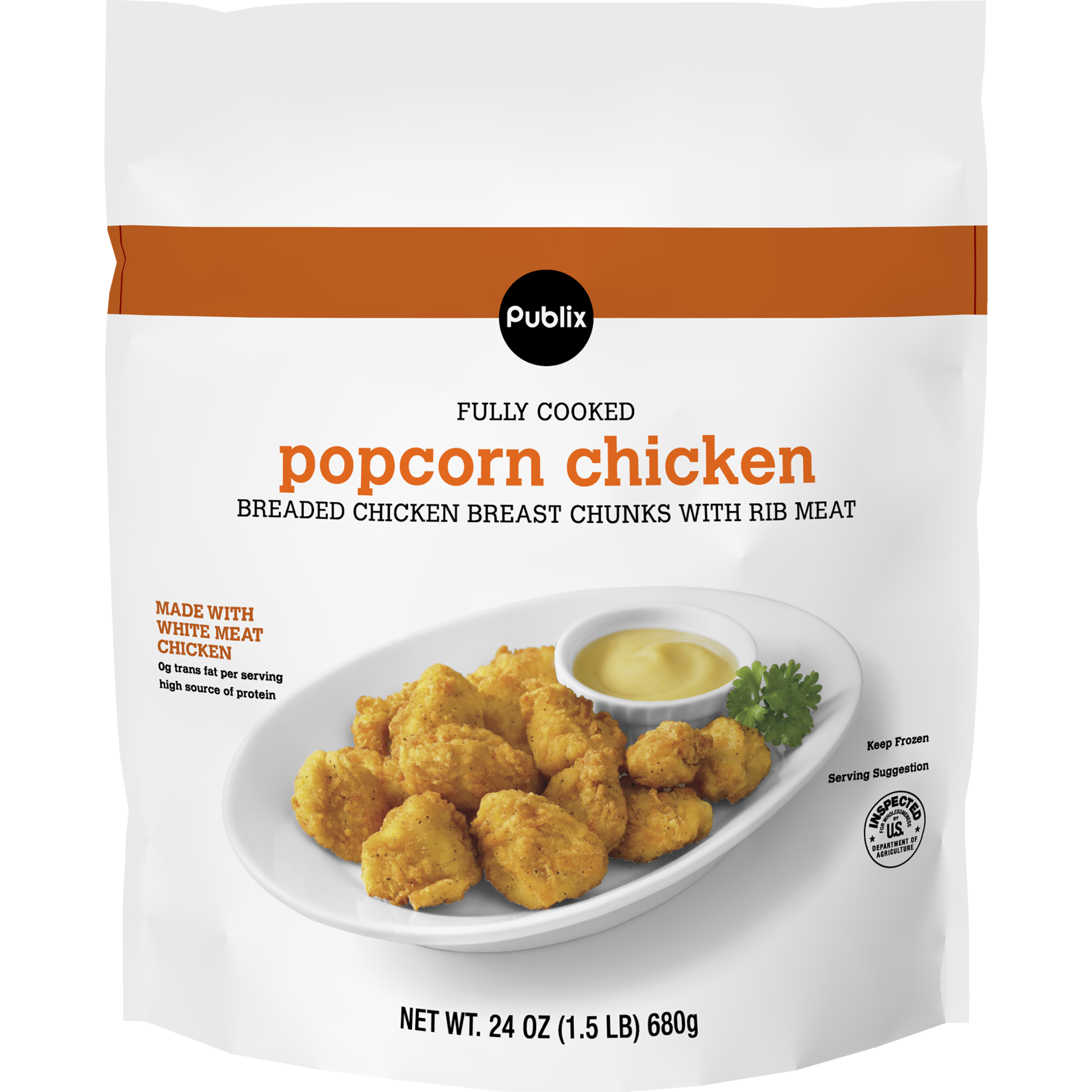 slide 1 of 1, Fully Cooked Popcorn Chicken, Breaded Chicken Breast Chunks with Rib Meat,, 24 oz