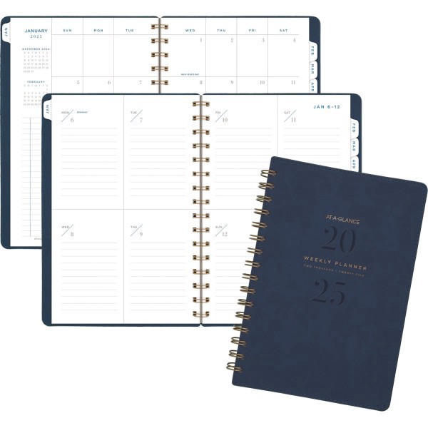slide 3 of 4, 2025-2026 At-A-Glance Signature Collection Weekly/Monthly Planner, 5-1/2"" X 8-1/2"", Navy, January To January, Yp20020, 1 ct