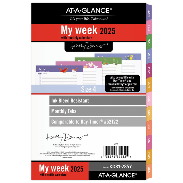 slide 1 of 5, 2025 At-A-Glance Kathy Davis Weekly/Monthly Planner Refill, 5-1/2"" X 8-1/2"", Art & Design, January 2025 To December 2025, Kd81-285Y, 1 ct