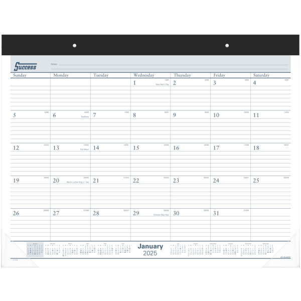 slide 1 of 1, 2025 At-A-Glance Monthly Desk Pad Calendar, 21-3/4"" X 17"", Black/White, January To December, 1 ct