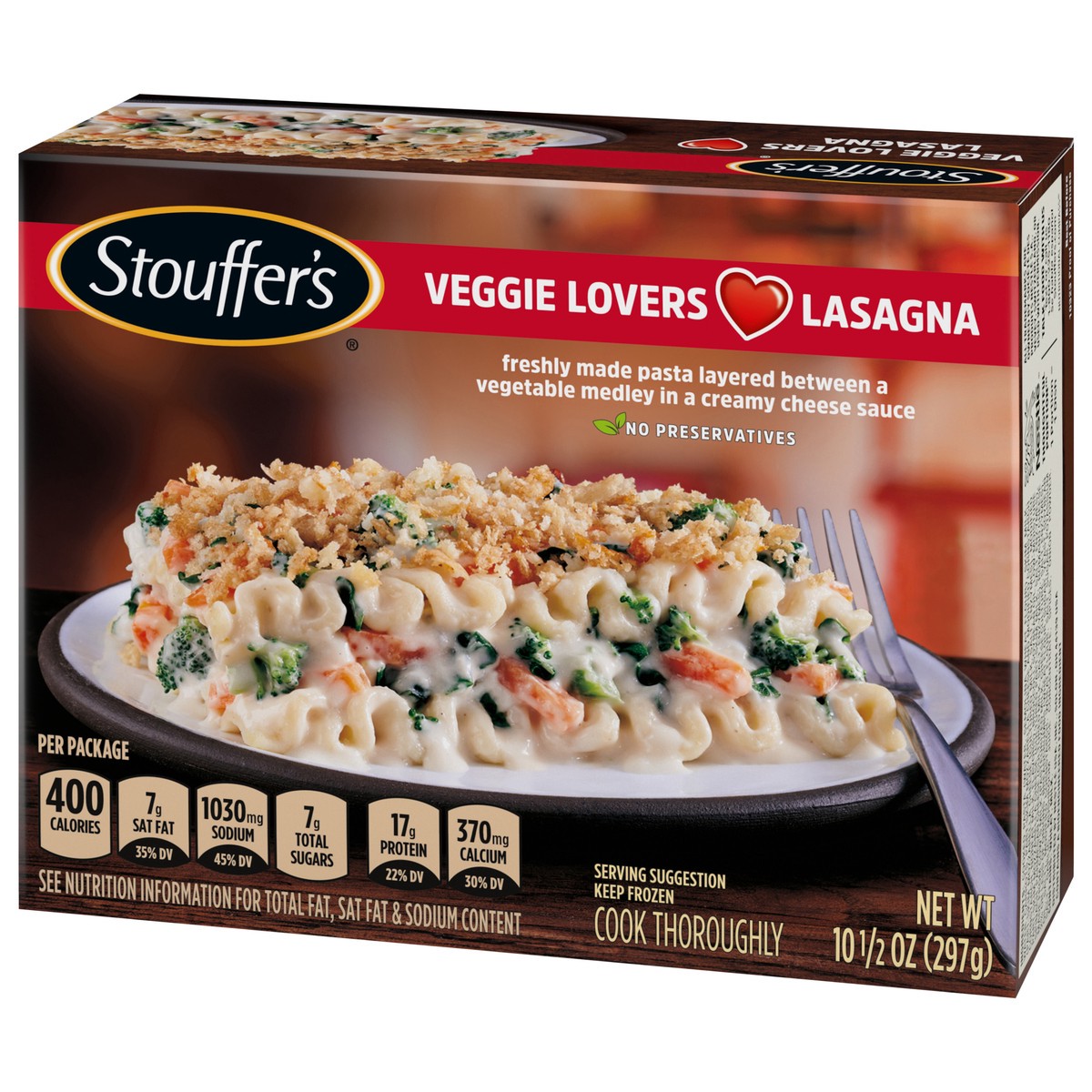 slide 10 of 15, Stouffer's Vegetable Lasagna Frozen Meal, 10.5 oz