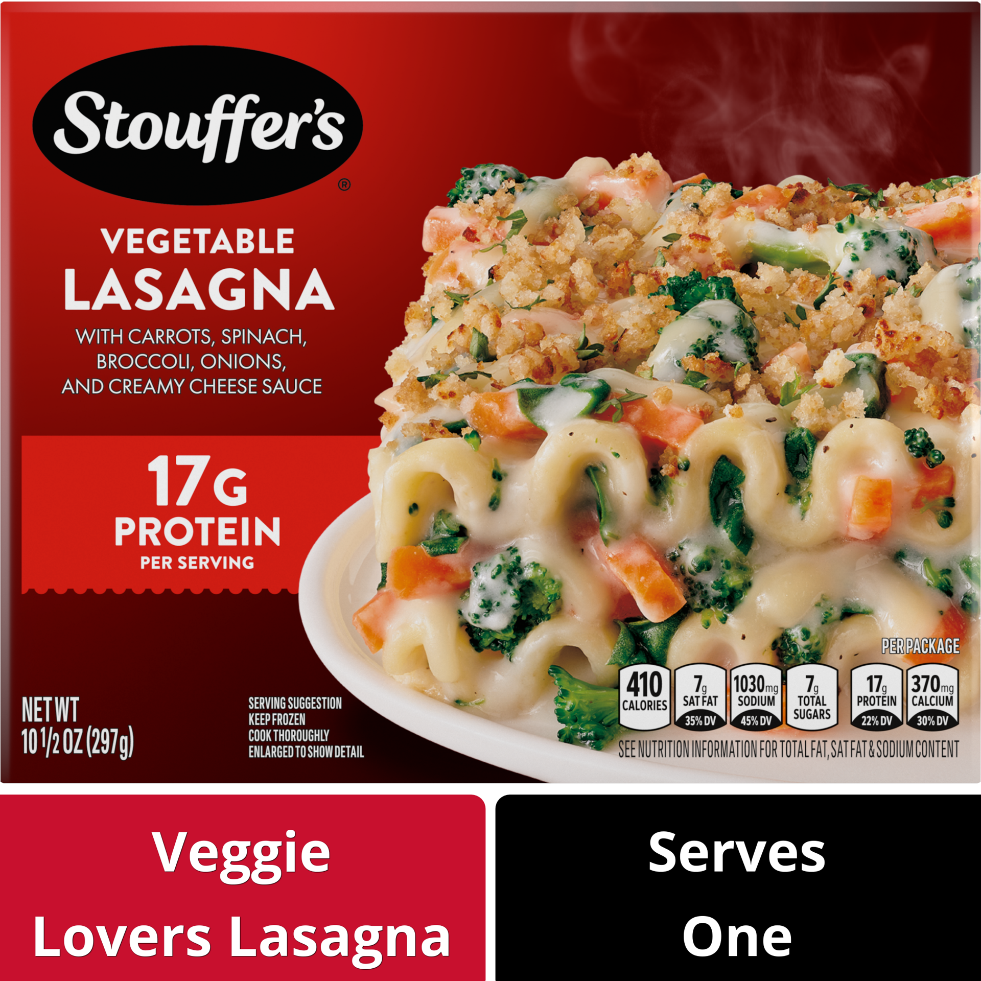 slide 1 of 15, Stouffer's Vegetable Lasagna Frozen Meal, 10.5 oz