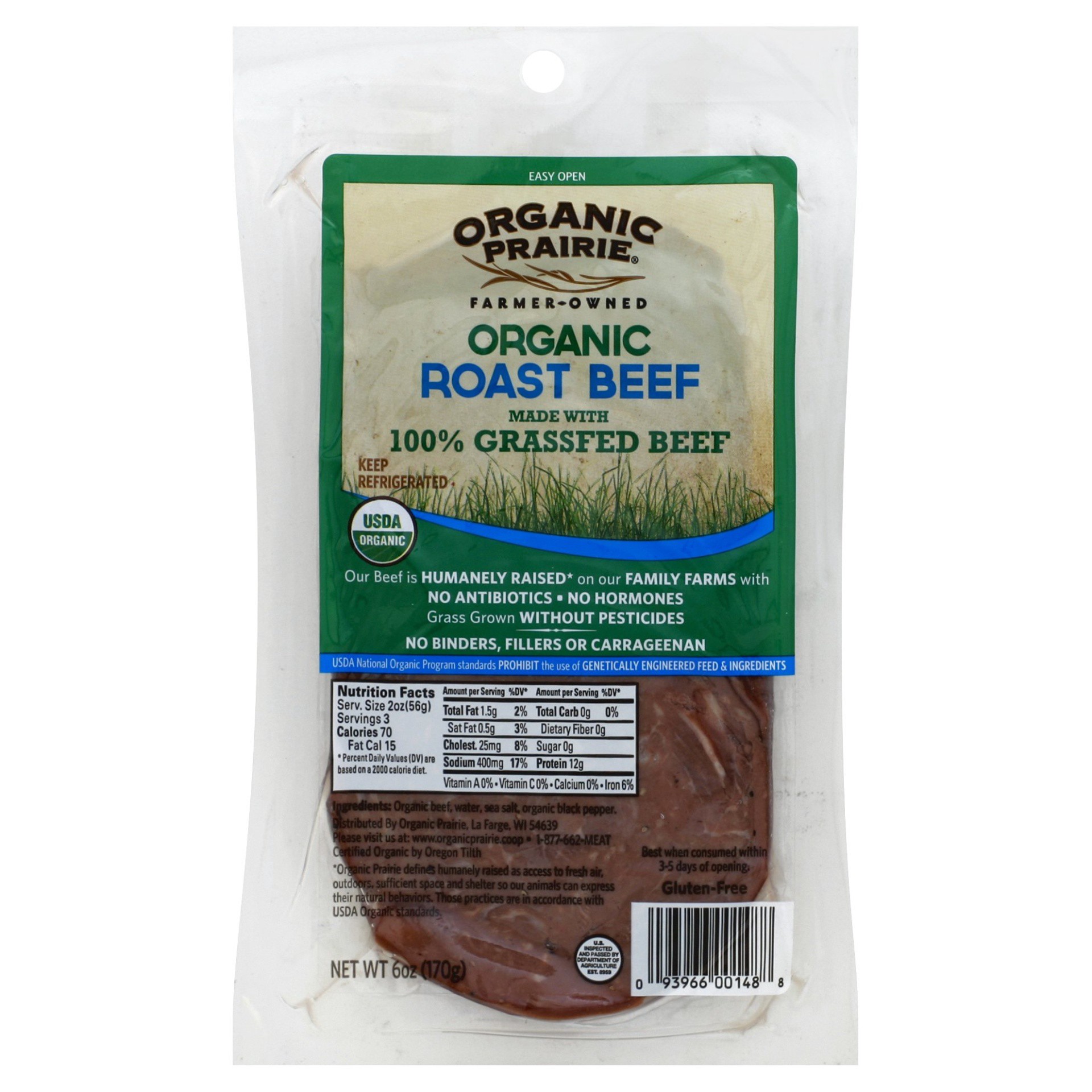 slide 1 of 6, Organic Prairie Organic Roast Beef, 6 oz