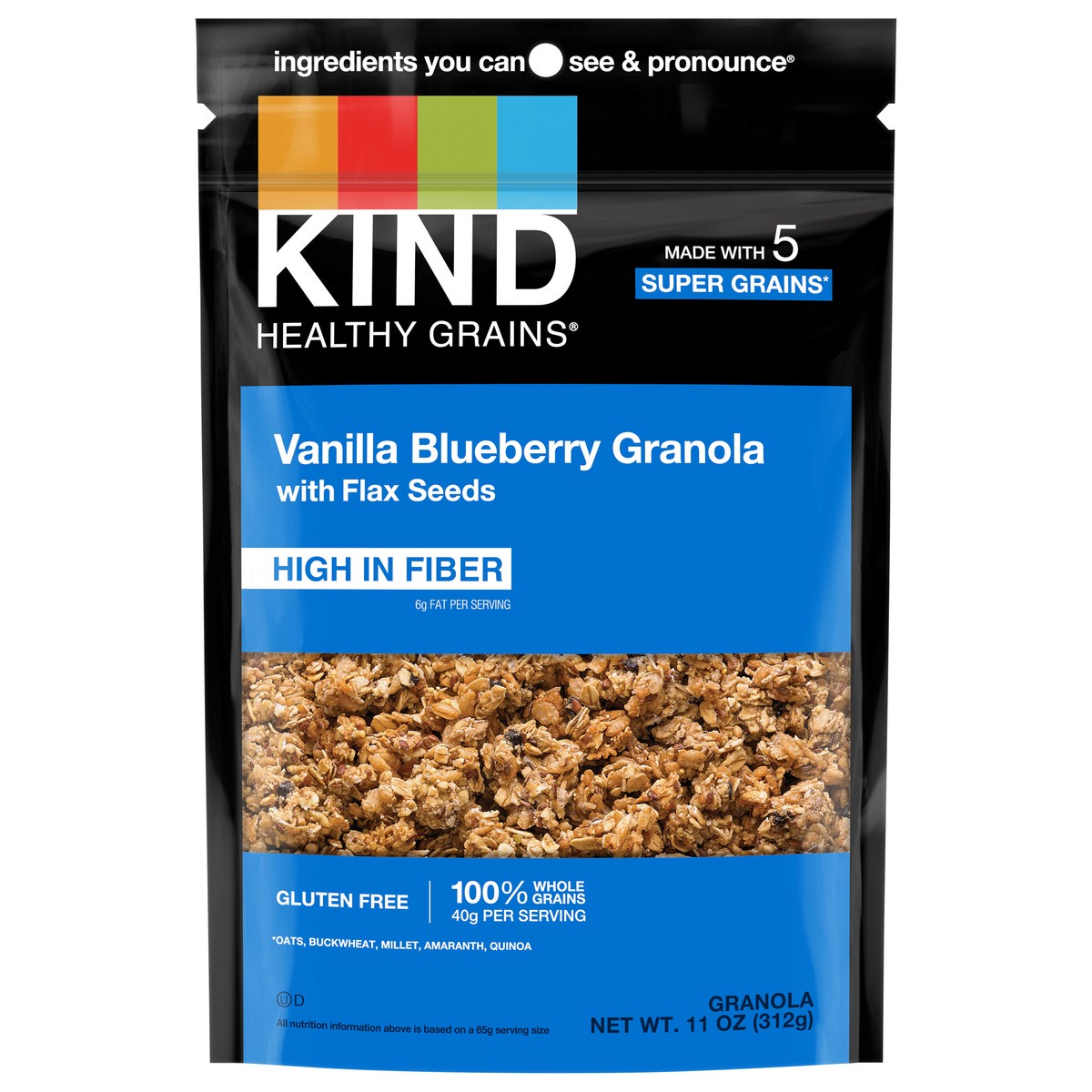 slide 1 of 4, KIND Healthy Grains Clusters, Vanilla Blueberry with Flax Seeds, 11 oz