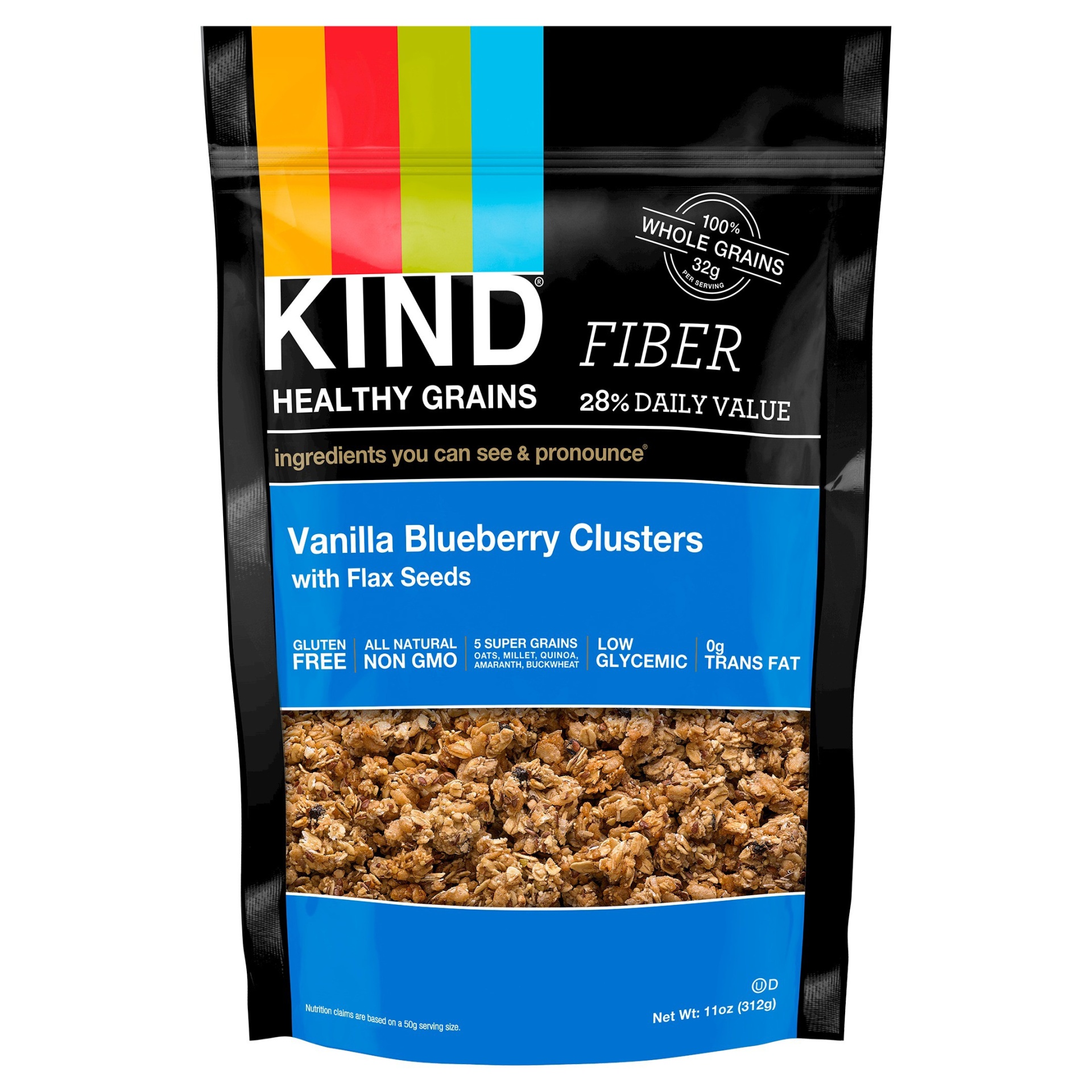 slide 1 of 2, KIND Healthy Grains Fiber Vanilla Blueberry Clusters, 11 oz